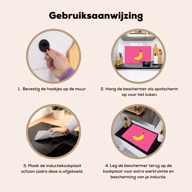 Inductie beschermer en spatscherm (2in1) - Banaan - Geel - Fruit — 6