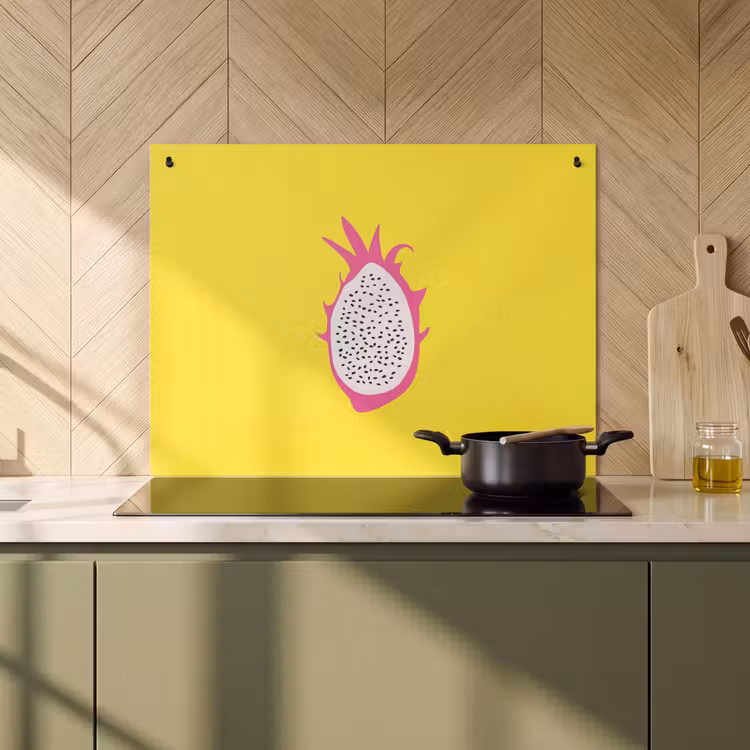 Inductie beschermer en spatscherm (2in1) - Illustratie - Drakenvrucht - Kleurrijk — 2