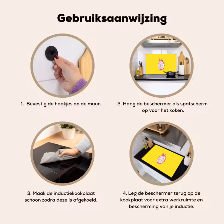 Inductie beschermer en spatscherm (2in1) - Illustratie - Drakenvrucht - Kleurrijk — 6
