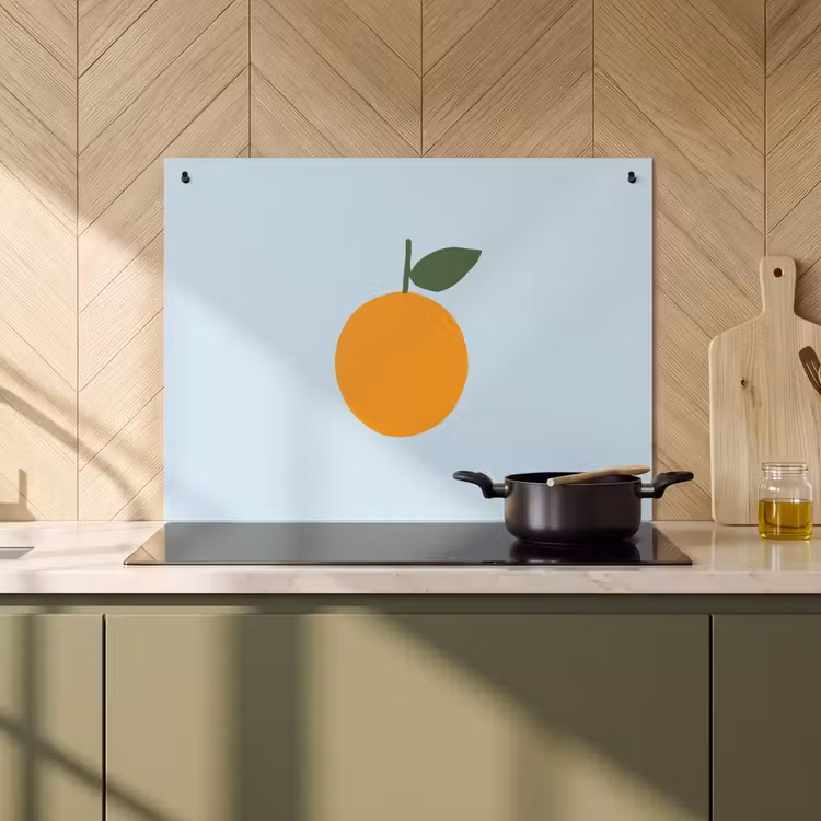 Inductie beschermer en spatscherm (2in1) - Fruit - Sinaasappel - Oranje — 2