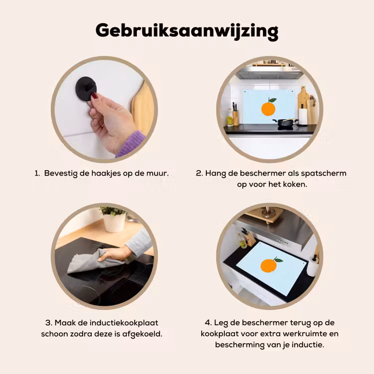Inductie beschermer en spatscherm (2in1) - Fruit - Sinaasappel - Oranje — 6