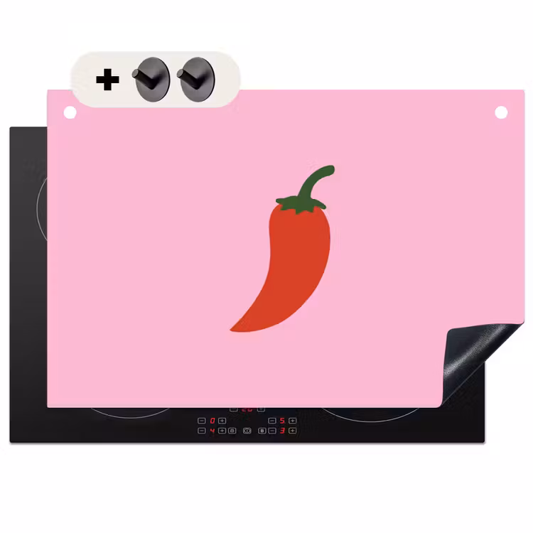 Inductie beschermer en spatscherm (2in1) - Peper - Rood - Illustratie — 1