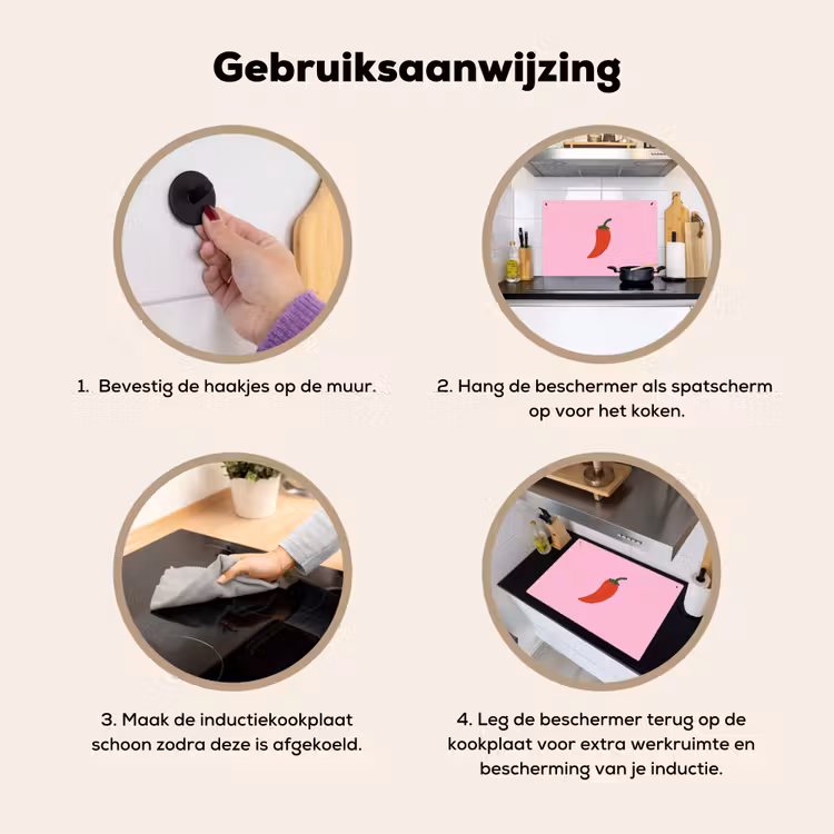 Inductie beschermer en spatscherm (2in1) - Peper - Rood - Illustratie — 6
