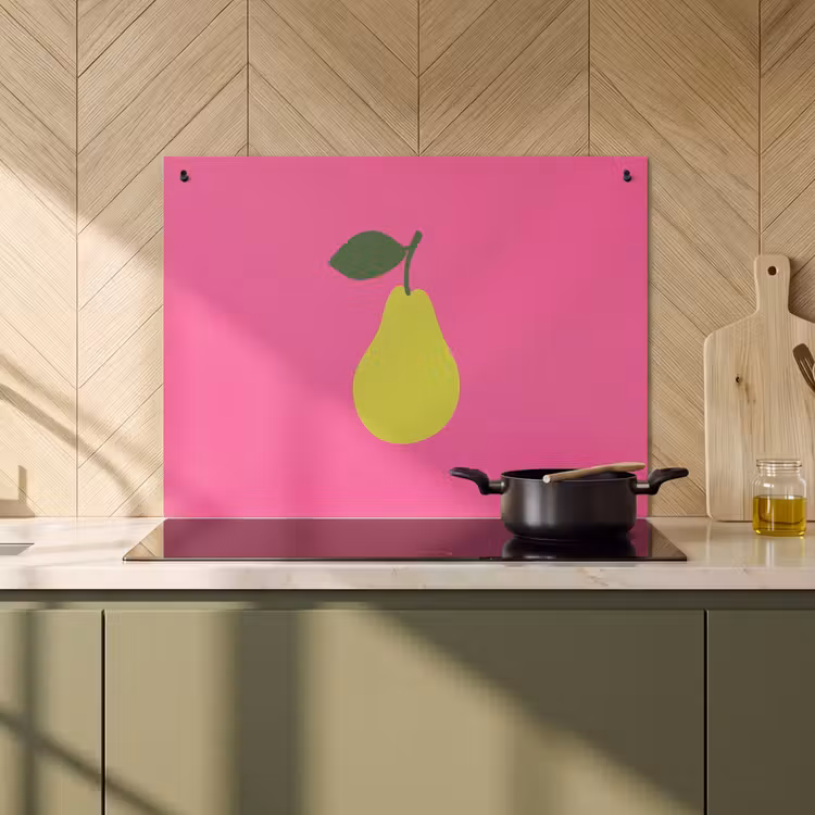 Inductie beschermer en spatscherm (2in1) - Illustratie - Fruit - Peer - Groen — 2