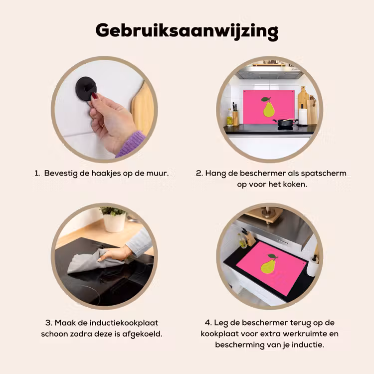 Inductie beschermer en spatscherm (2in1) - Illustratie - Fruit - Peer - Groen — 6