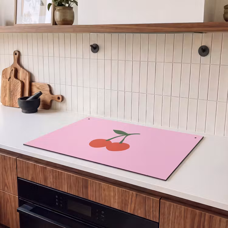 Inductie beschermer en spatscherm (2in1) - Kersen - Roze - Illustratie — 3