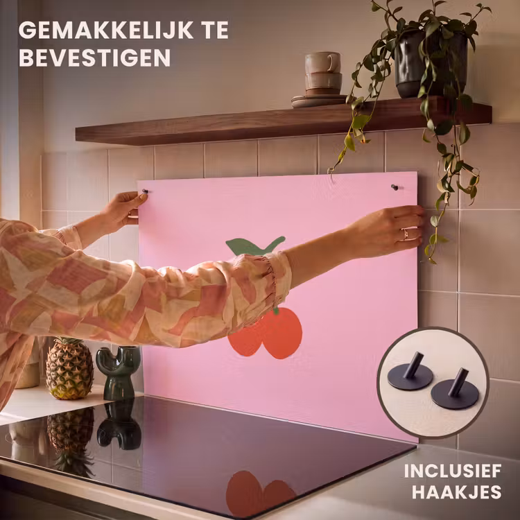 Inductie beschermer en spatscherm (2in1) - Kersen - Roze - Illustratie — 7