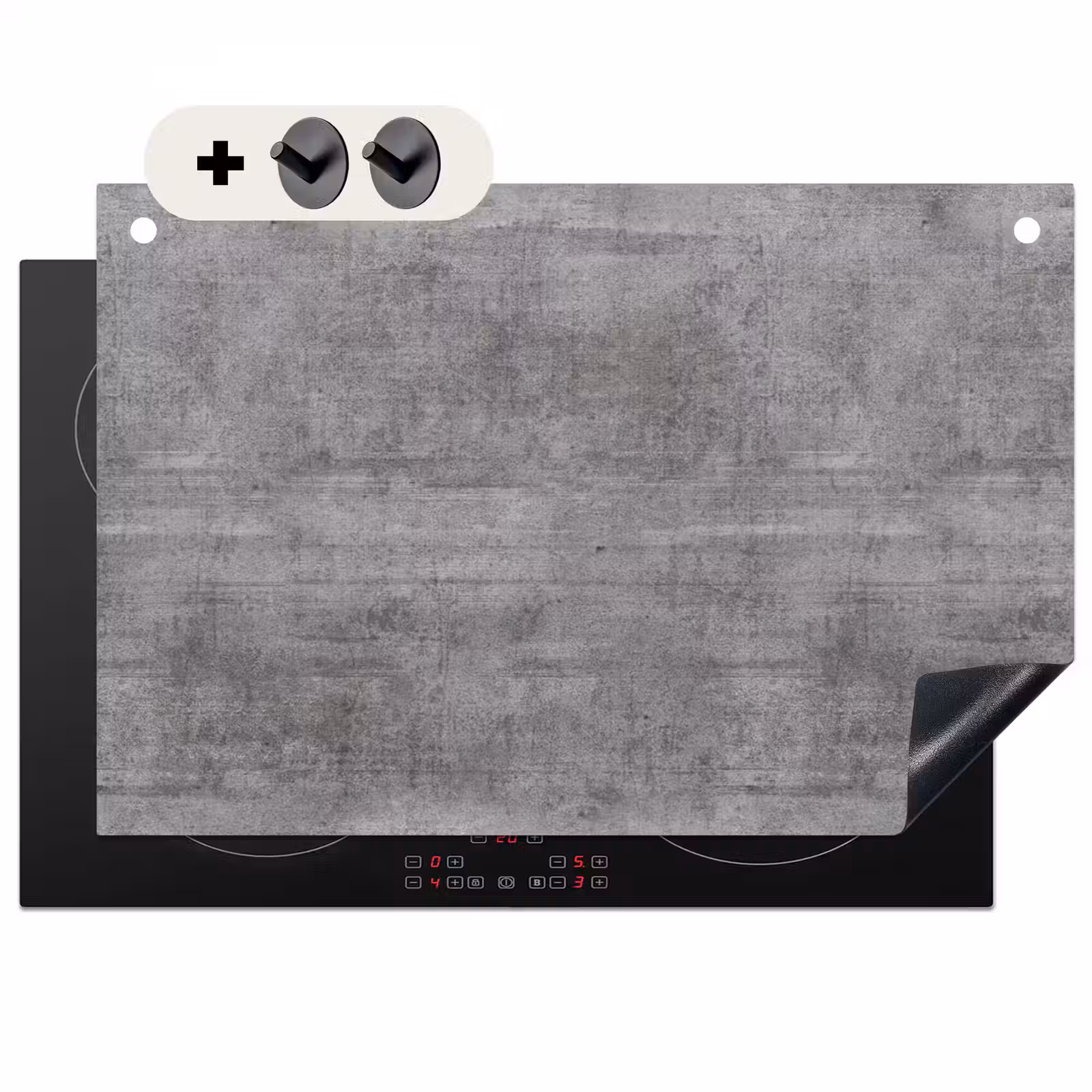 Inductie beschermer en spatscherm (2in1) - Beton - Patroon - Antiek — 1