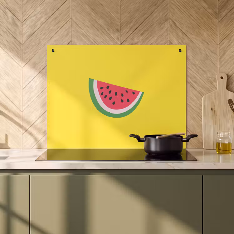 Inductie beschermer en spatscherm (2in1) - Fruit - Watermeloen - Geel — 2