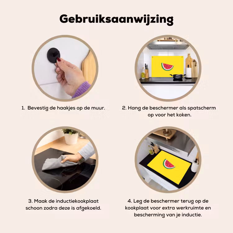 Inductie beschermer en spatscherm (2in1) - Fruit - Watermeloen - Geel — 6