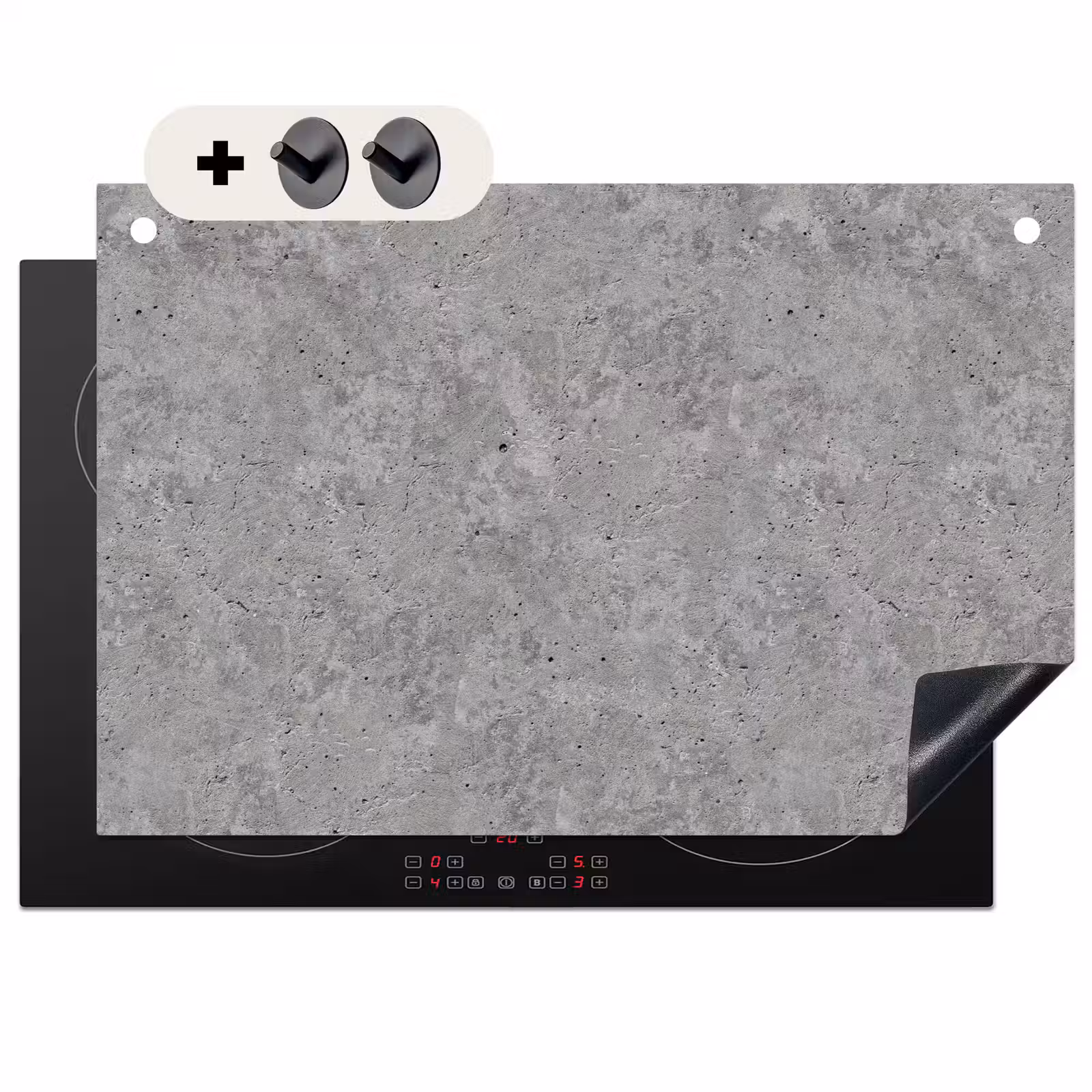 Inductie beschermer en spatscherm (2in1) - Patroon - Cement - Beton — 1