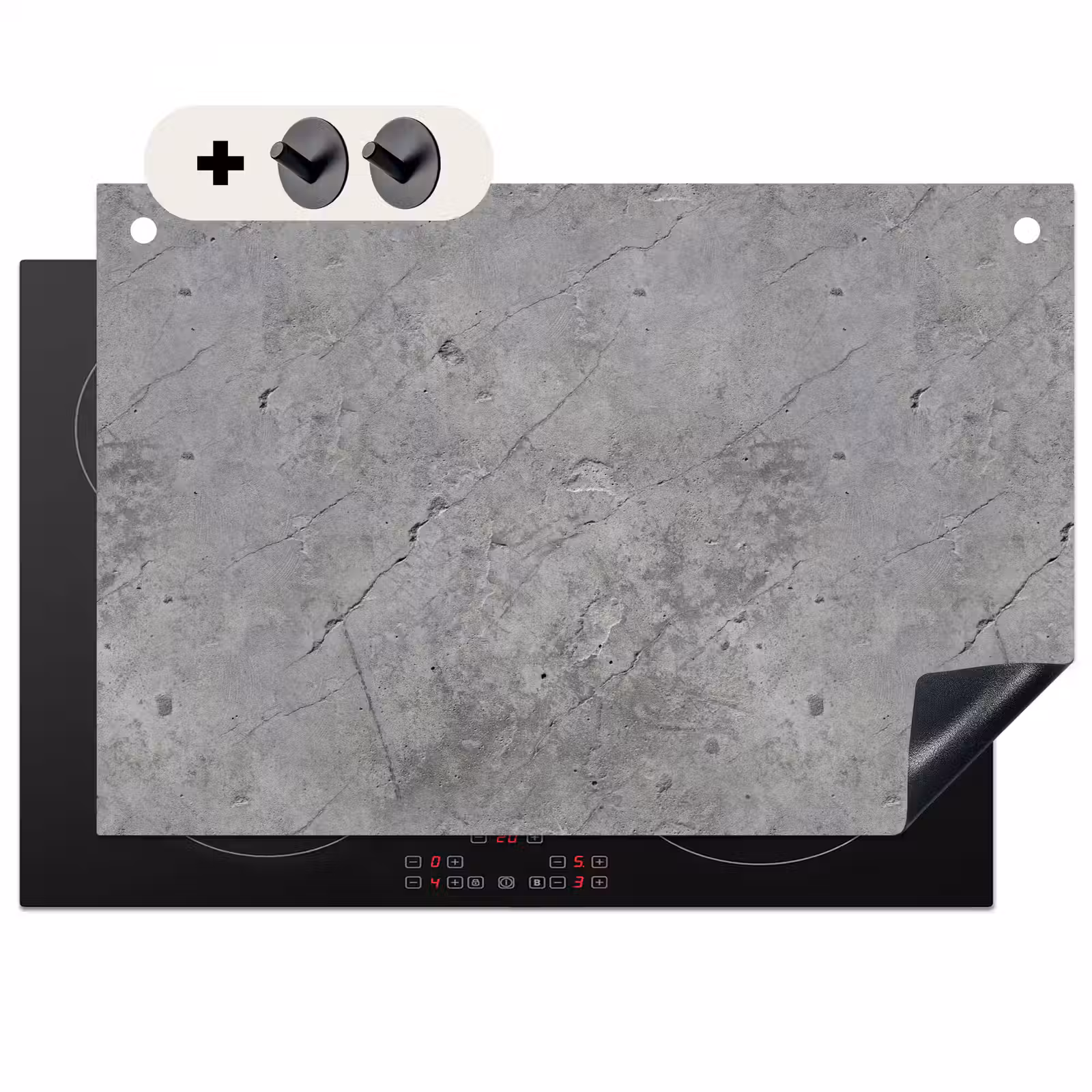 Inductie beschermer en spatscherm (2in1) - Patronen - Beton - Oud — 1