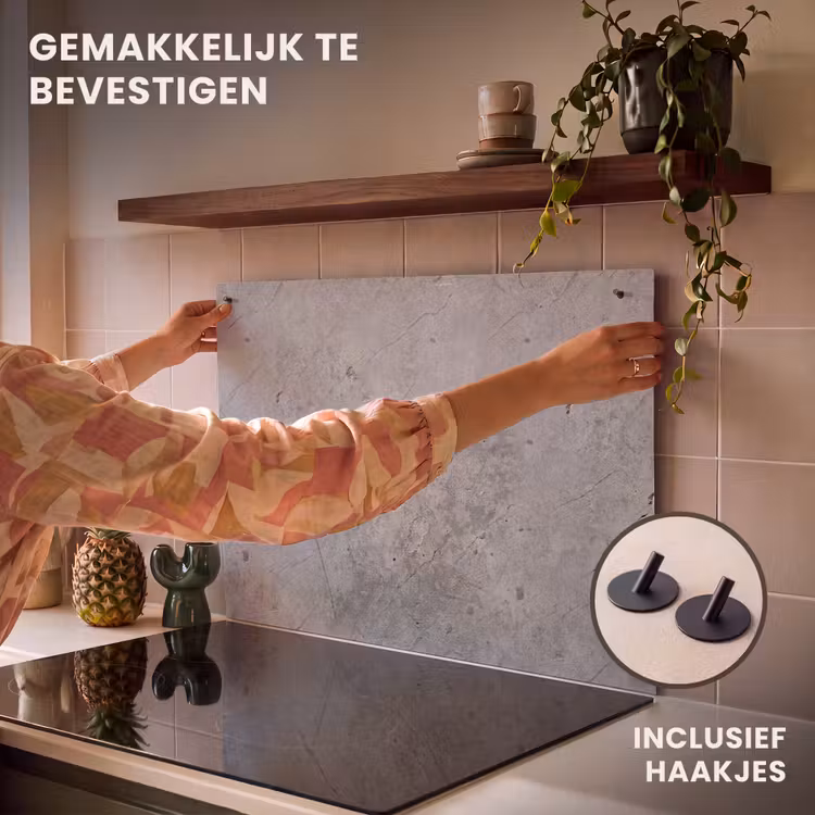 Inductie beschermer en spatscherm (2in1) - Patronen - Beton - Oud — 7