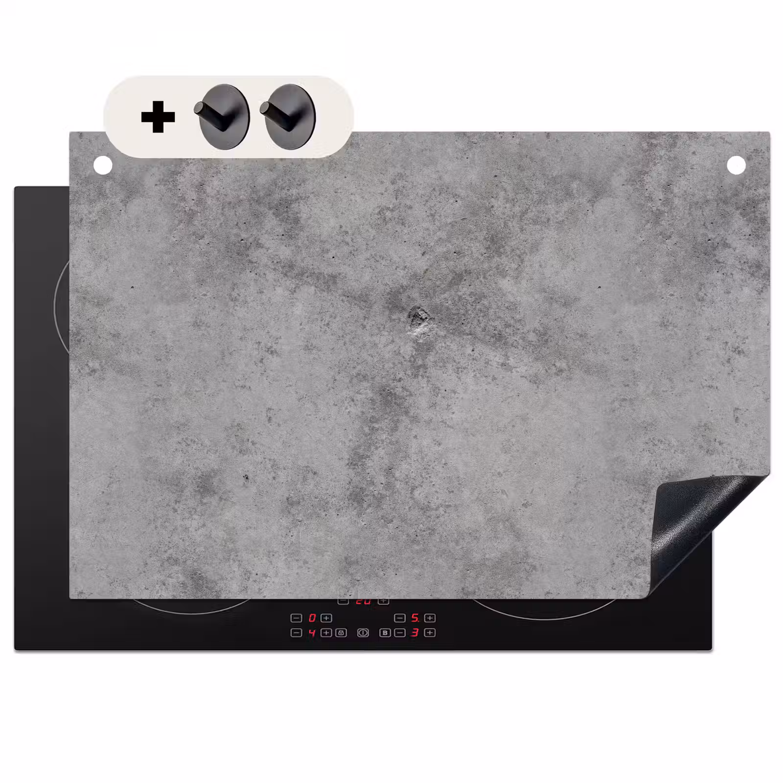 Inductie beschermer en spatscherm (2in1) - Beton - Grijs - Patronen — 1