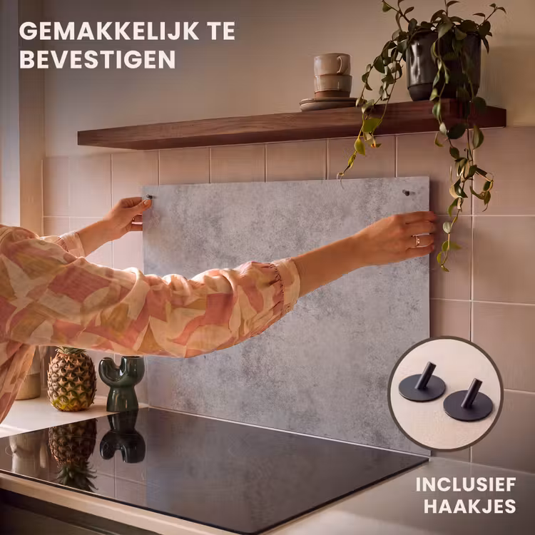 Inductie beschermer en spatscherm (2in1) - Beton - Grijs - Patronen — 7