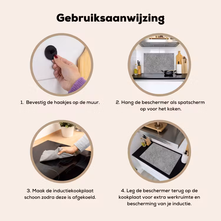 Inductie beschermer en spatscherm (2in1) - Beton - Antiek - Patronen — 6