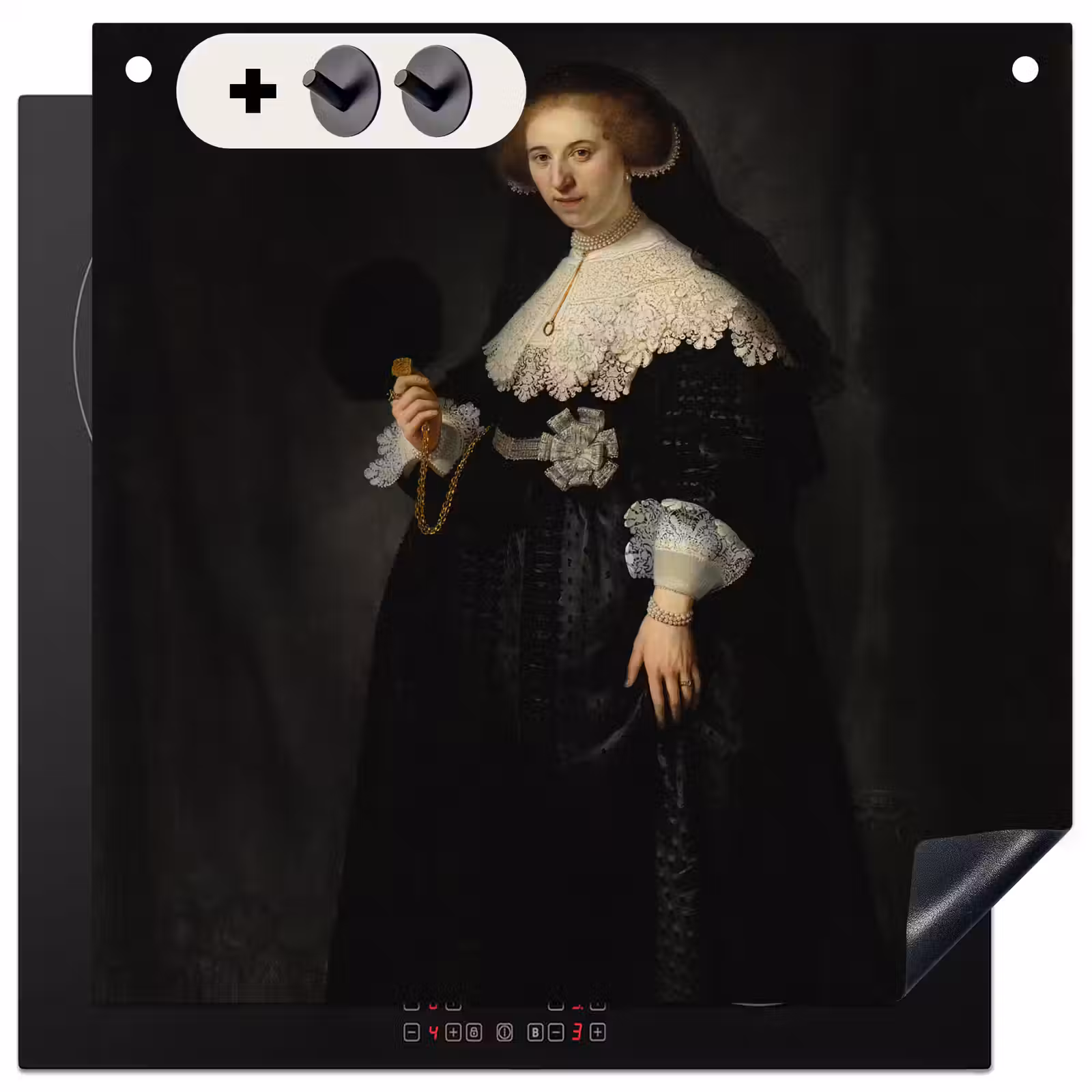 Inductie beschermer en spatscherm (2in1) - Het huwelijksportret van Oopjen Coppit - Rembrandt van Rijn — 1