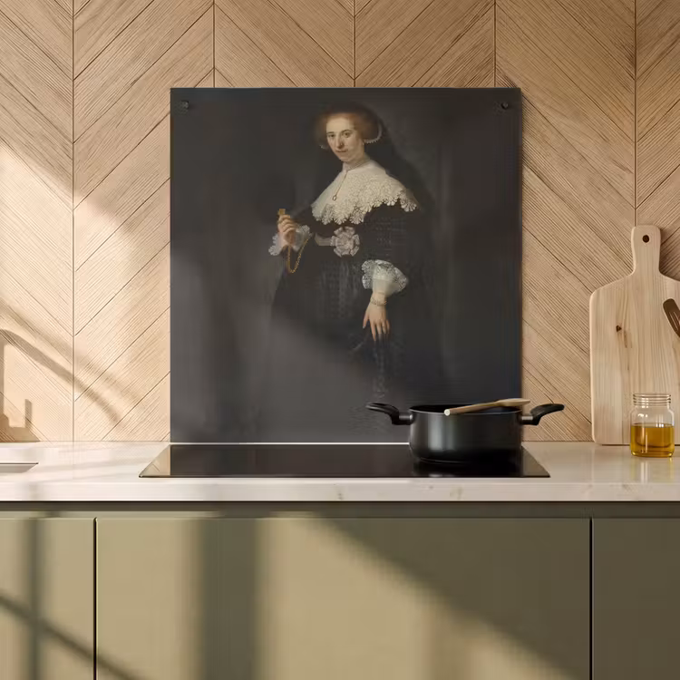 Inductie beschermer en spatscherm (2in1) - Het huwelijksportret van Oopjen Coppit - Rembrandt van Rijn — 2