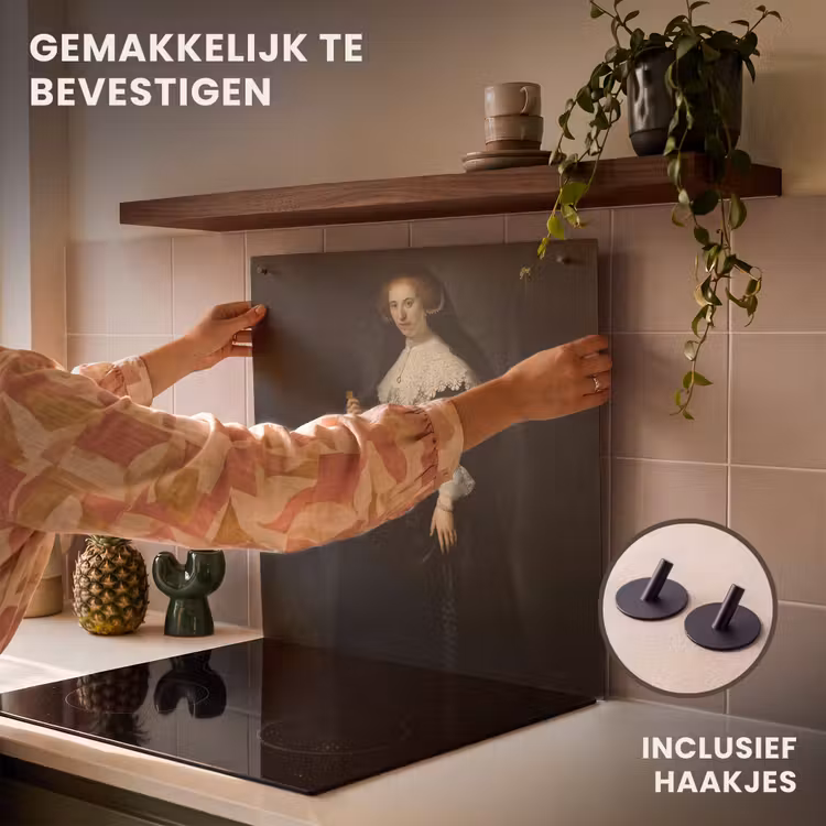 Inductie beschermer en spatscherm (2in1) - Het huwelijksportret van Oopjen Coppit - Rembrandt van Rijn — 7