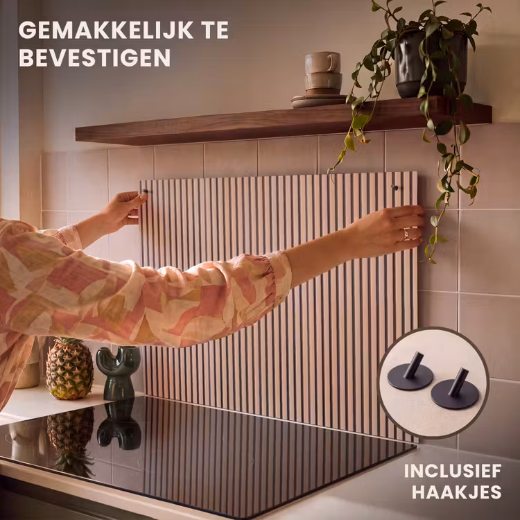 Inductie beschermer en spatscherm (2in1) - Retro - Hout - Plank - Naturel — 7