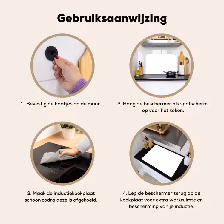 Inductie beschermer en spatscherm (2in1) - Wit - Kleuren - Neutraal — 6