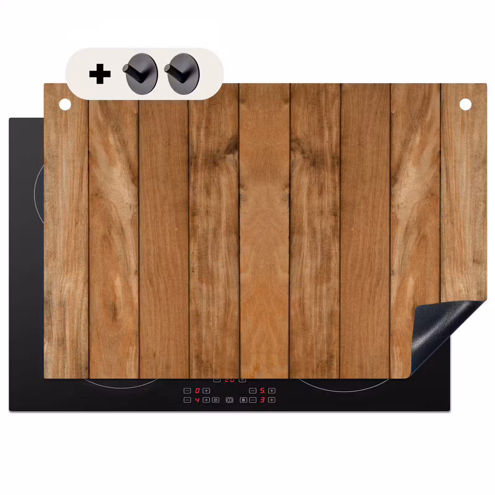 Inductie beschermer en spatscherm (2in1) - Hout - Naturel - Planken - Structuur — 1