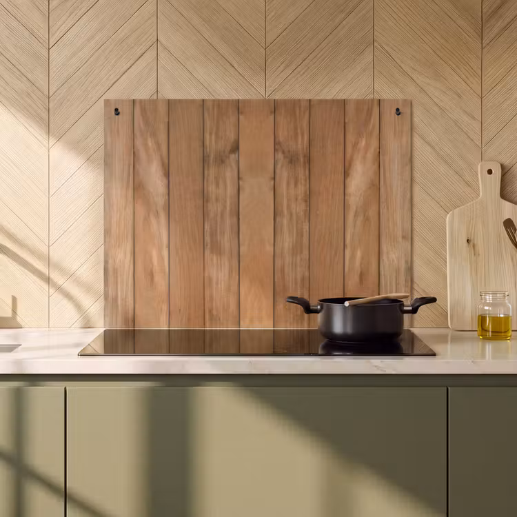 Inductie beschermer en spatscherm (2in1) - Hout - Naturel - Planken - Structuur — 2