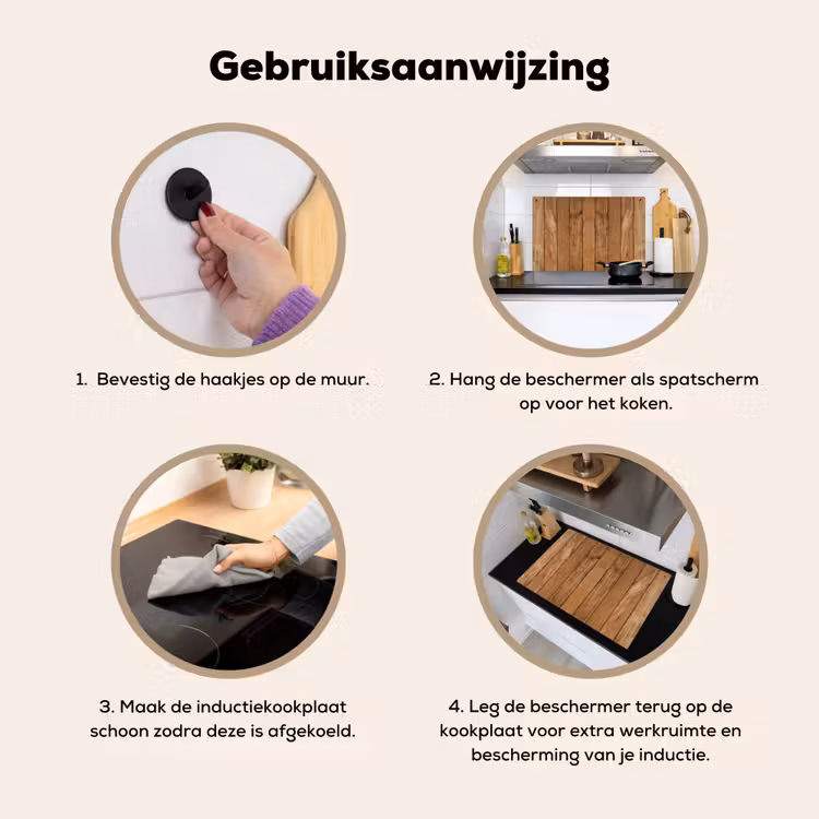 Inductie beschermer en spatscherm (2in1) - Hout - Naturel - Planken - Structuur — 6