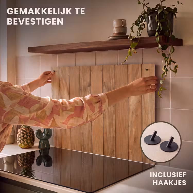 Inductie beschermer en spatscherm (2in1) - Hout - Naturel - Planken - Structuur — 7