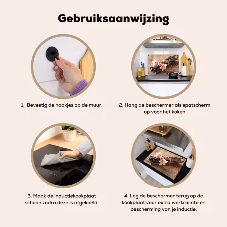 Inductie beschermer en spatscherm (2in1) - Vanille en Bloesem — 6