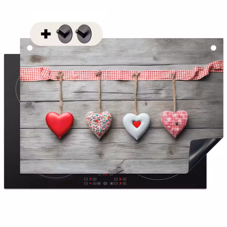 Inductie beschermer en spatscherm (2in1) - Liefdeslied op Hout — 1