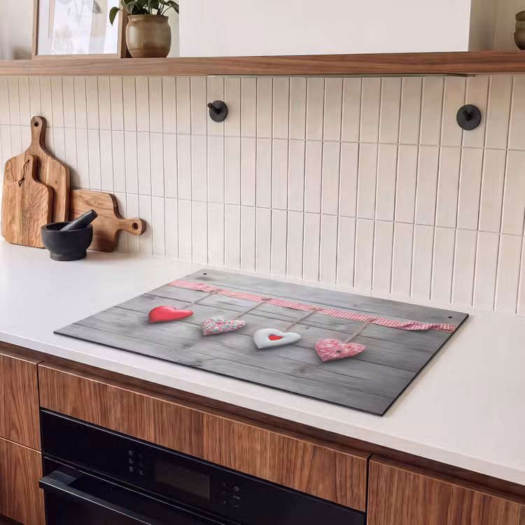Inductie beschermer en spatscherm (2in1) - Liefdeslied op Hout — 3