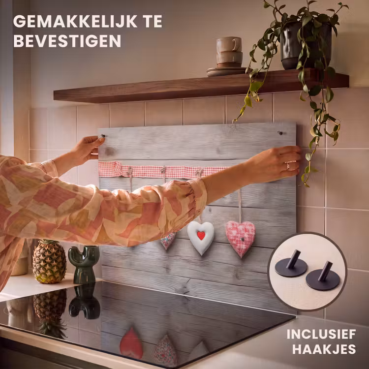 Inductie beschermer en spatscherm (2in1) - Liefdeslied op Hout — 7