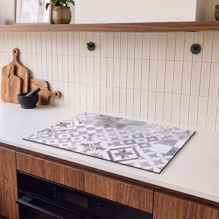 Inductie beschermer en spatscherm (2in1) - Patronen - Grijs - Mozaïek — 3