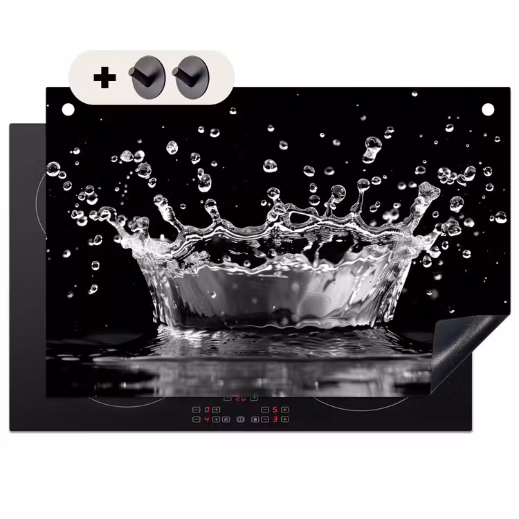 Inductie beschermer en spatscherm (2in1) - Water - Zwart - Abstract — 1