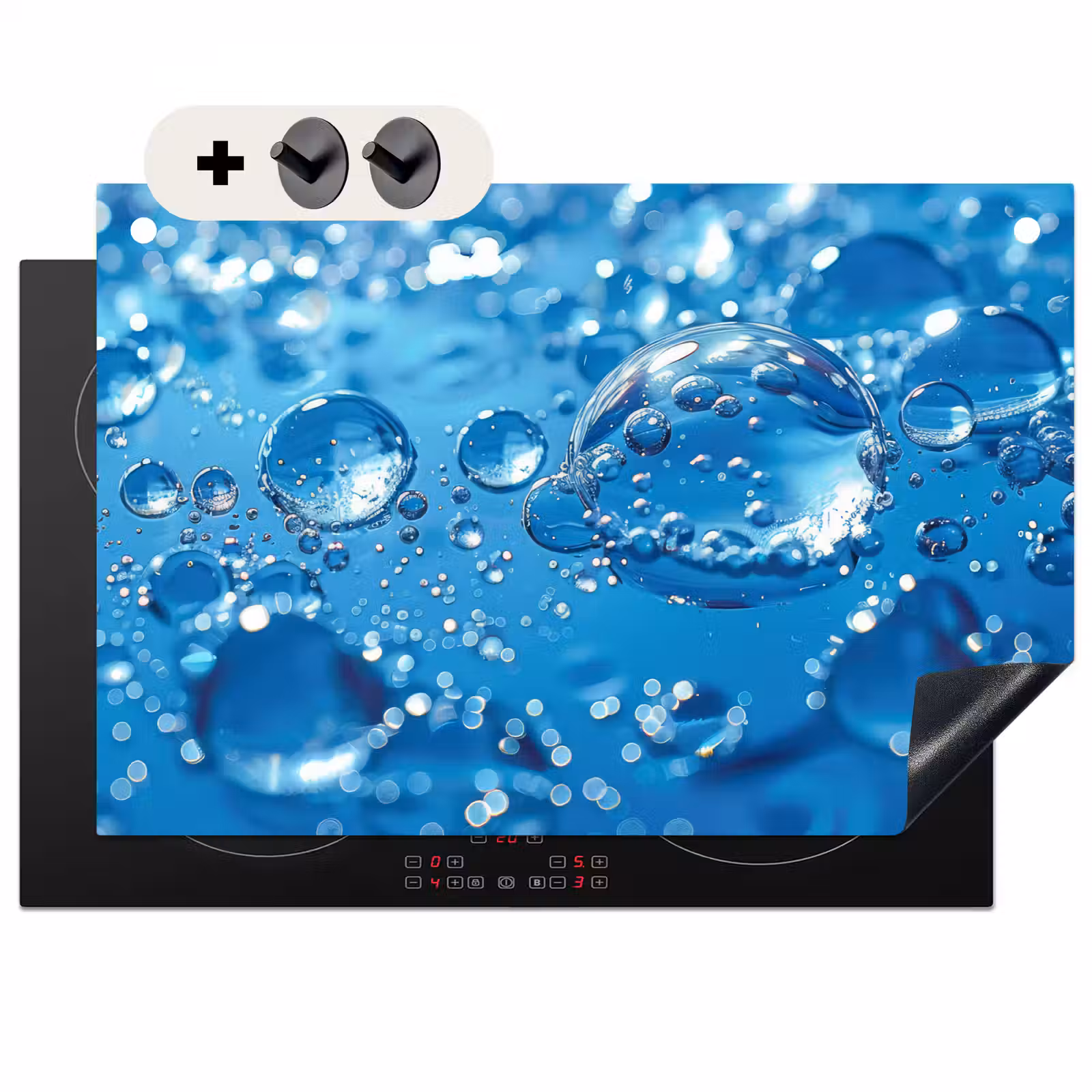 Inductie beschermer en spatscherm (2in1) - Water - Blauw - Waterdruppel - Abstract — 1