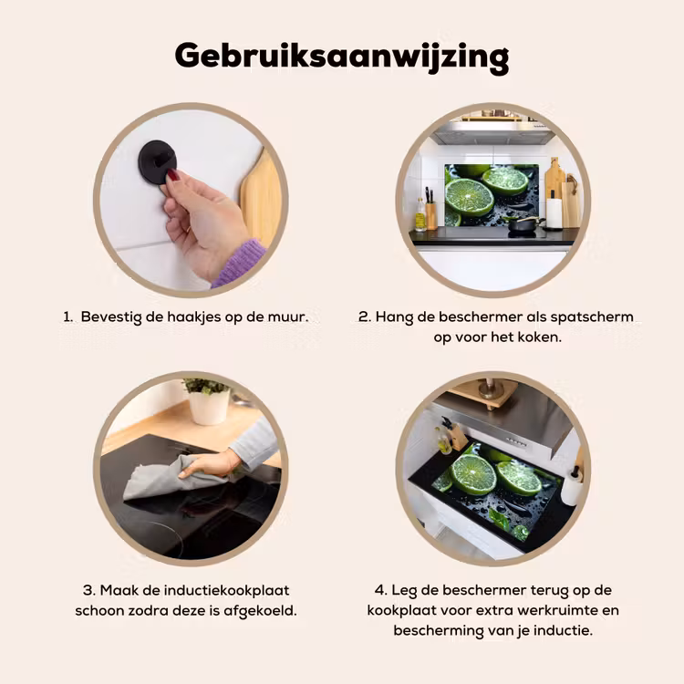 Inductie beschermer en spatscherm (2in1) - Fruit - Limoen - Groen - Water — 6