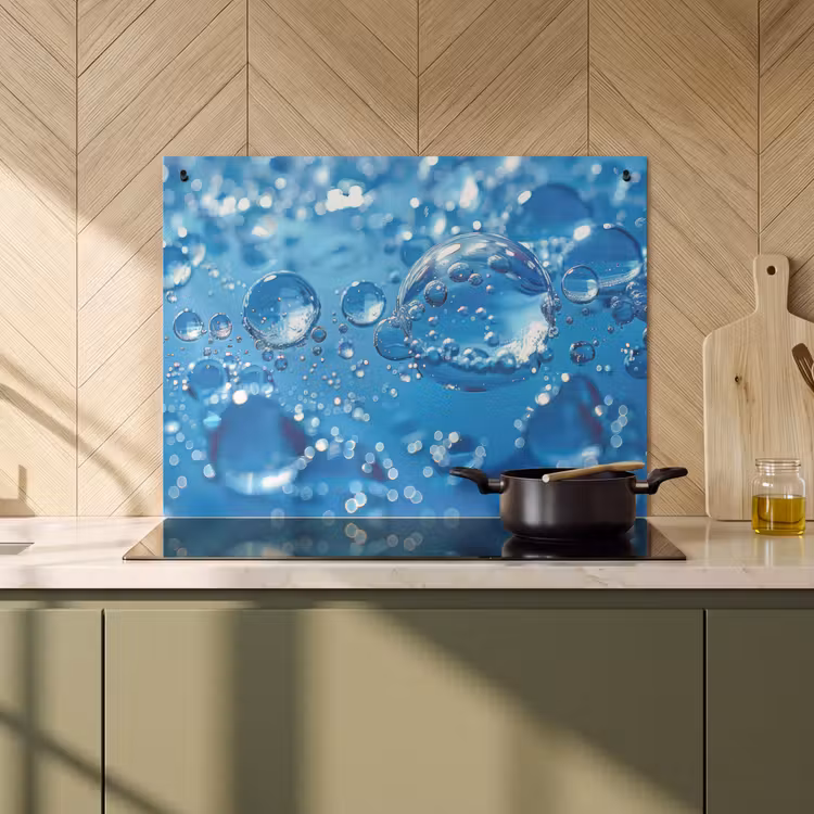 Inductie beschermer en spatscherm (2in1) - Water - Blauw - Waterdruppel - Abstract — 2
