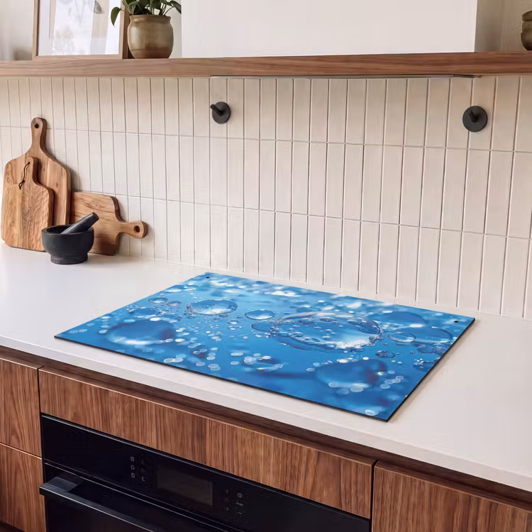Inductie beschermer en spatscherm (2in1) - Water - Blauw - Waterdruppel - Abstract — 3