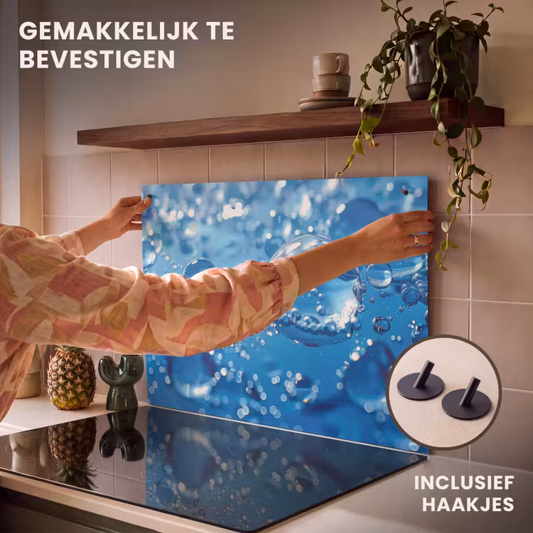 Inductie beschermer en spatscherm (2in1) - Water - Blauw - Waterdruppel - Abstract — 7