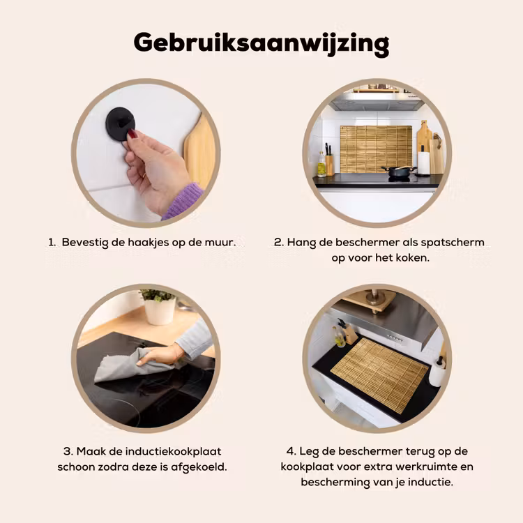 Inductie beschermer en spatscherm (2in1) - Symmetrie van Bamboe — 6