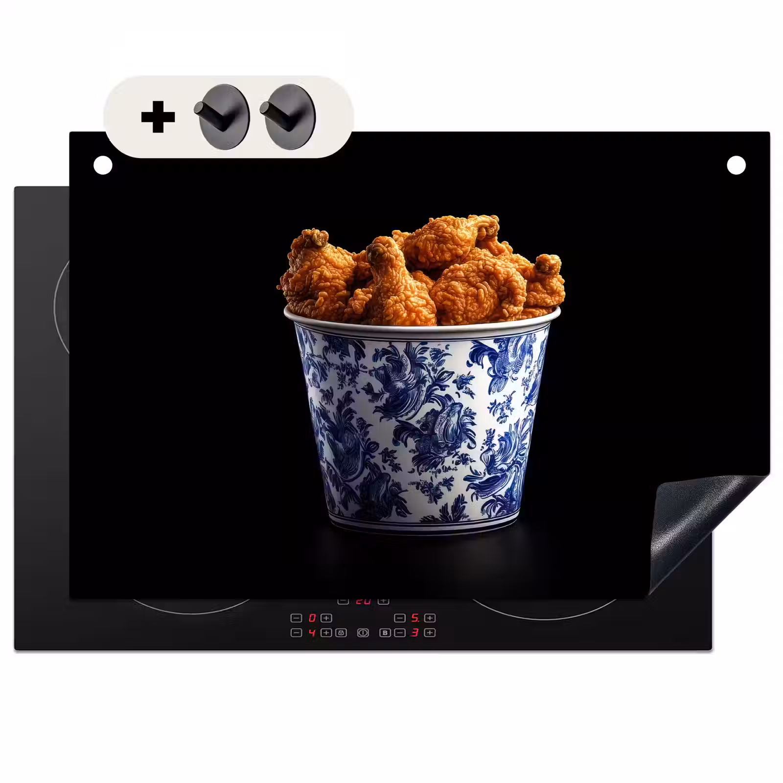 Inductie beschermer en spatscherm (2in1) - Kip - Bucket - Delfts blauw - Lekker — 1
