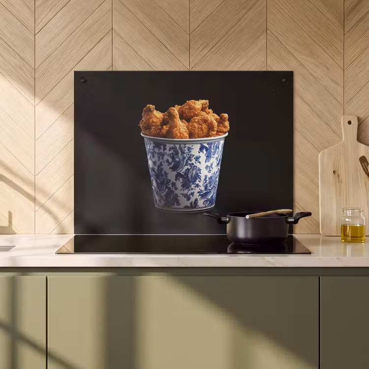 Inductie beschermer en spatscherm (2in1) - Kip - Bucket - Delfts blauw - Lekker — 2