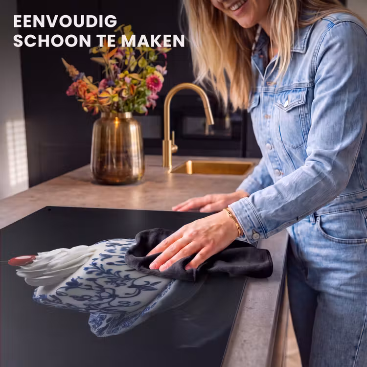 Inductie beschermer en spatscherm (2in1) - Taart - Slagroom - Kers - Bord - Delfts blauw — 5