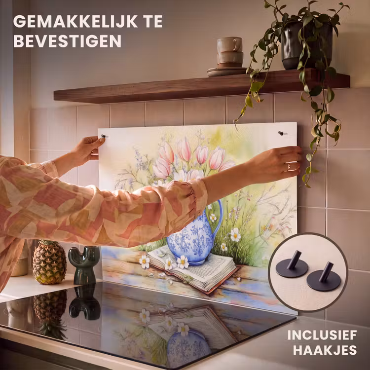 Inductie beschermer en spatscherm (2in1) - Vaas - Delftsblauw - Madeliefjes — 7