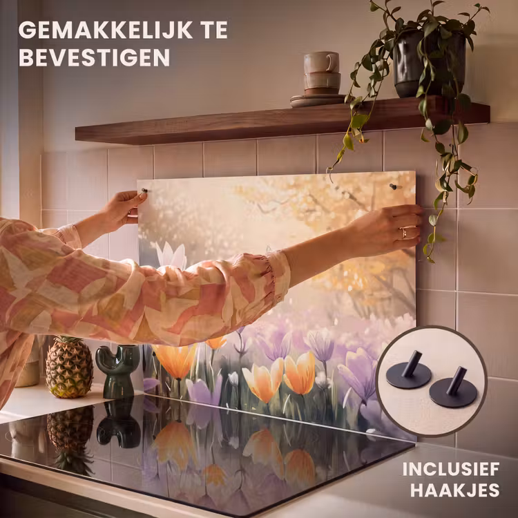 Inductie beschermer en spatscherm (2in1) - Viooltjes - bij - Zonlicht — 7