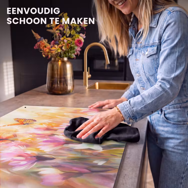 Inductie beschermer en spatscherm (2in1) - Vlinders - Oranje - Bloemen — 5