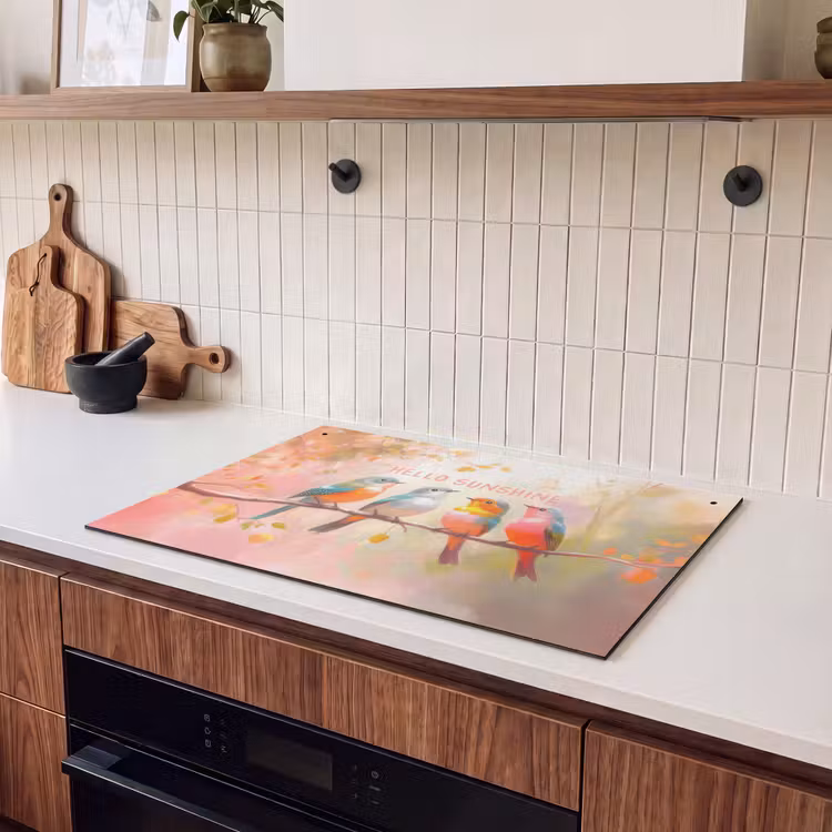 Inductie beschermer en spatscherm (2in1) - Vogels - Tak - Quote - Roze — 3