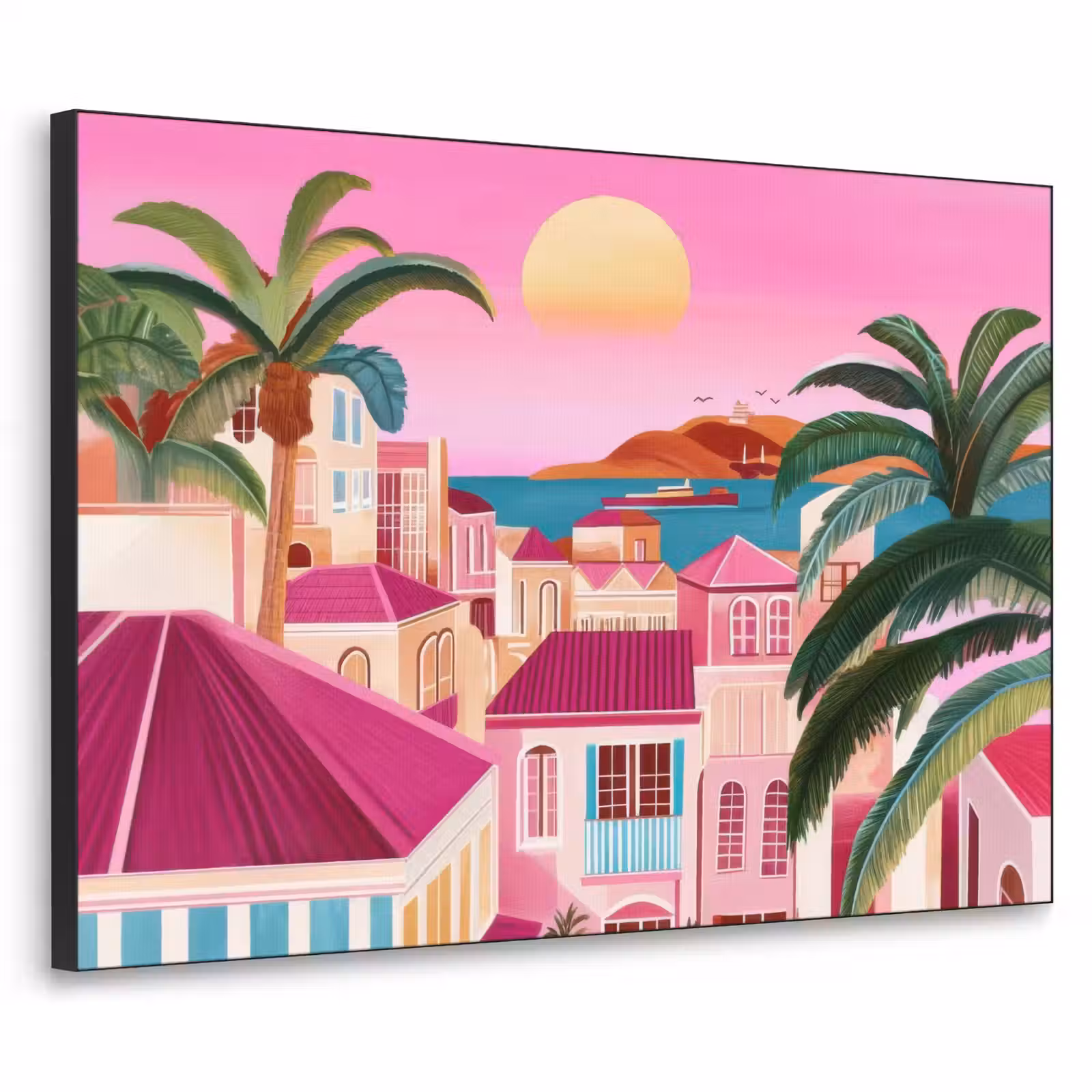 Art Frame - Stad - Roze - Palmbomen — 1