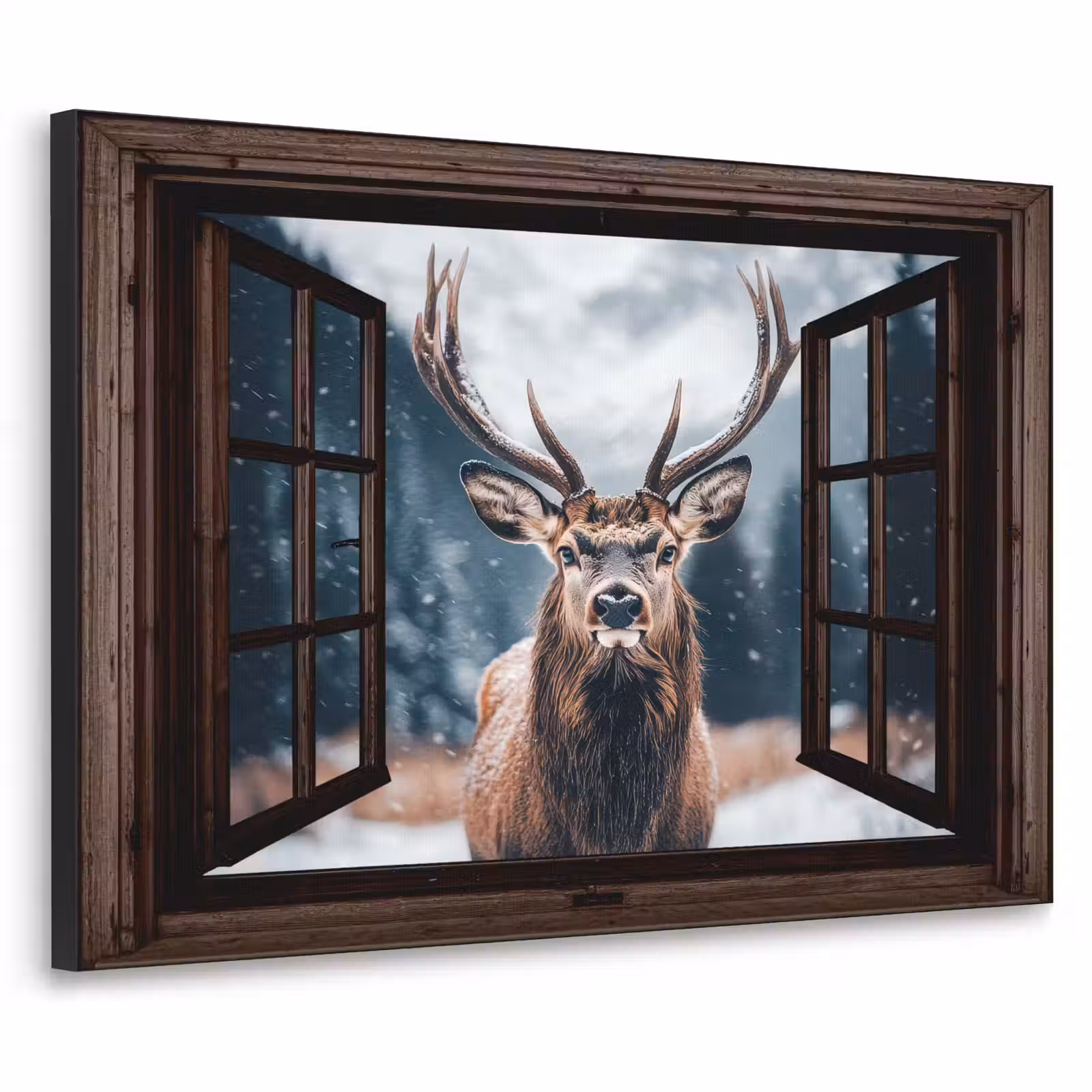 Art Frame - Doorkijk - Hert - Dieren - Landschap - Winter - Sneeuw - Landelijk — 1
